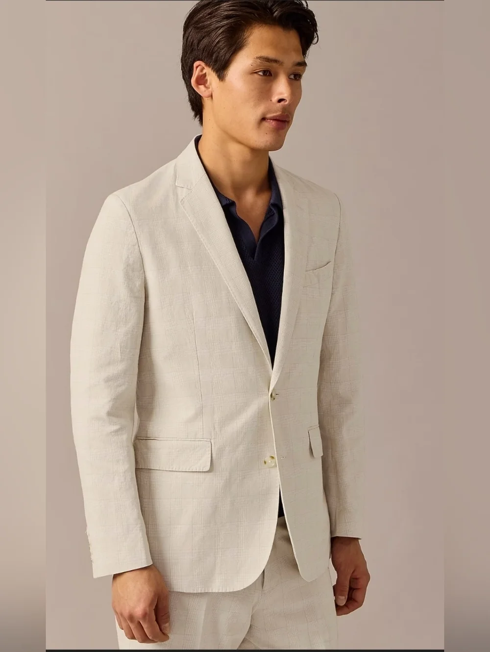 J.Crew Cream Irish Cotton-Linen Blend Ludlow Unstructured Suit Jacket  Size 42R
